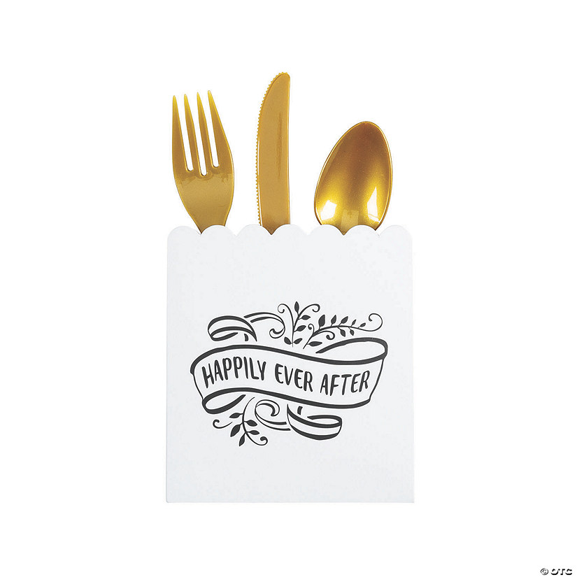 Bulk 50 Ct. Happily Ever After Scalloped Cutlery Holders Image