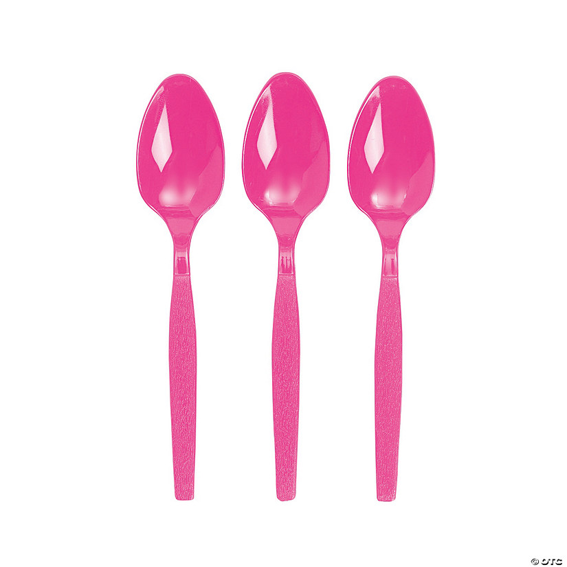 Bulk  50 Ct. Hot Pink Plastic Spoons Image