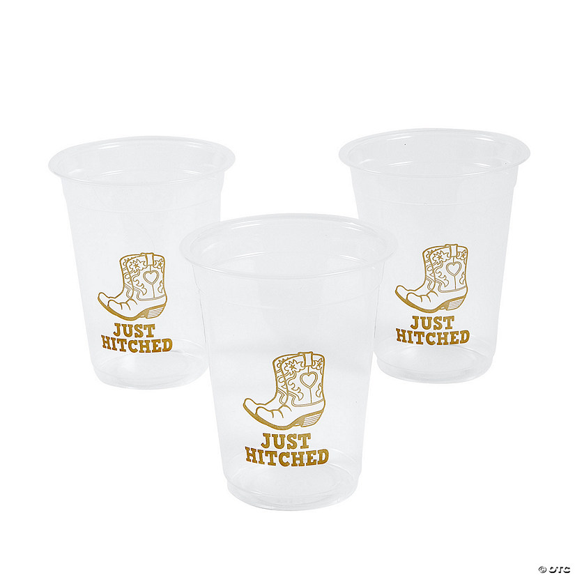 Bulk 50 Ct. Just Hitched Cowboy Boots Plastic Cups Oriental Trading