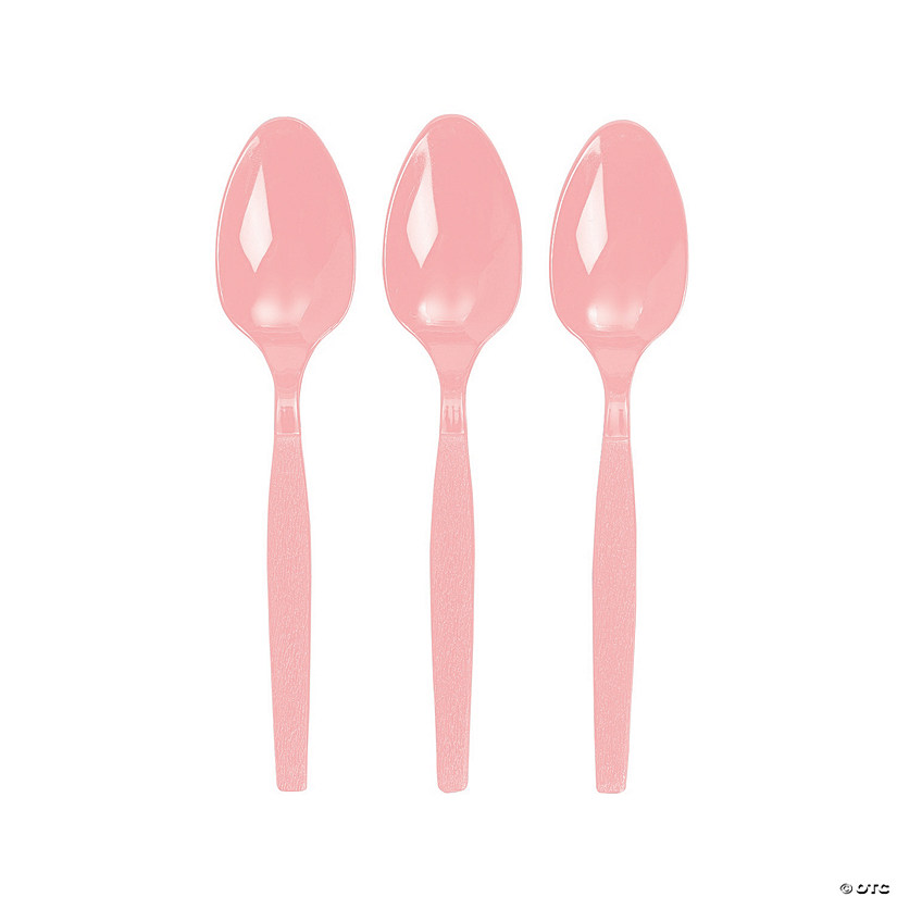 Bulk  50 Ct. Light Pink Plastic Spoons Image