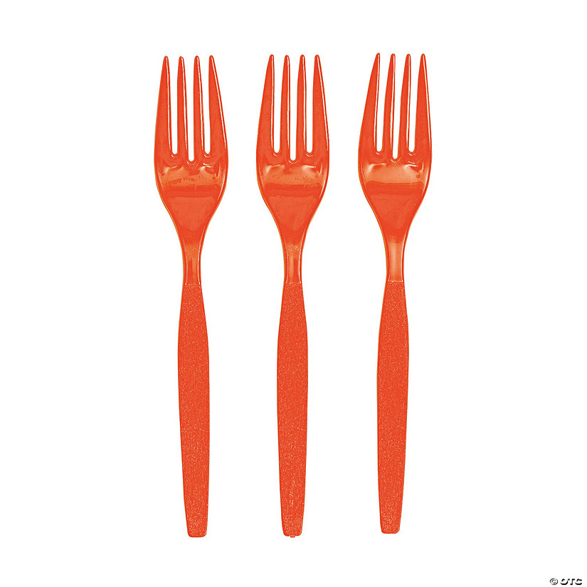 Bulk  50 Ct. Orange Plastic Forks Image