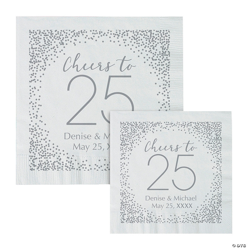 Bulk 50 Ct. Personalized 25th Anniversary Napkins Image
