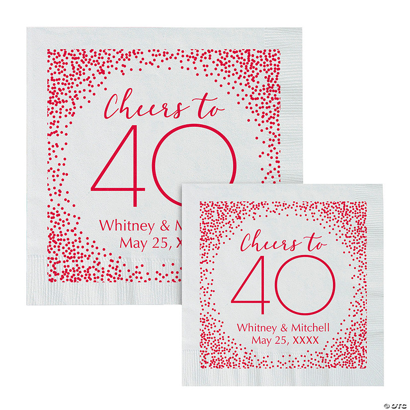 Bulk 50 Ct. Personalized 40th Anniversary Napkins Image