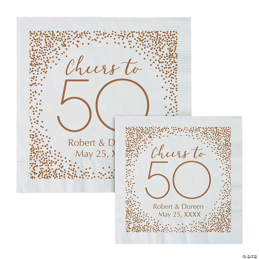 Bulk 50 Ct. Personalized 50th Anniversary & Birthday Napkins Image