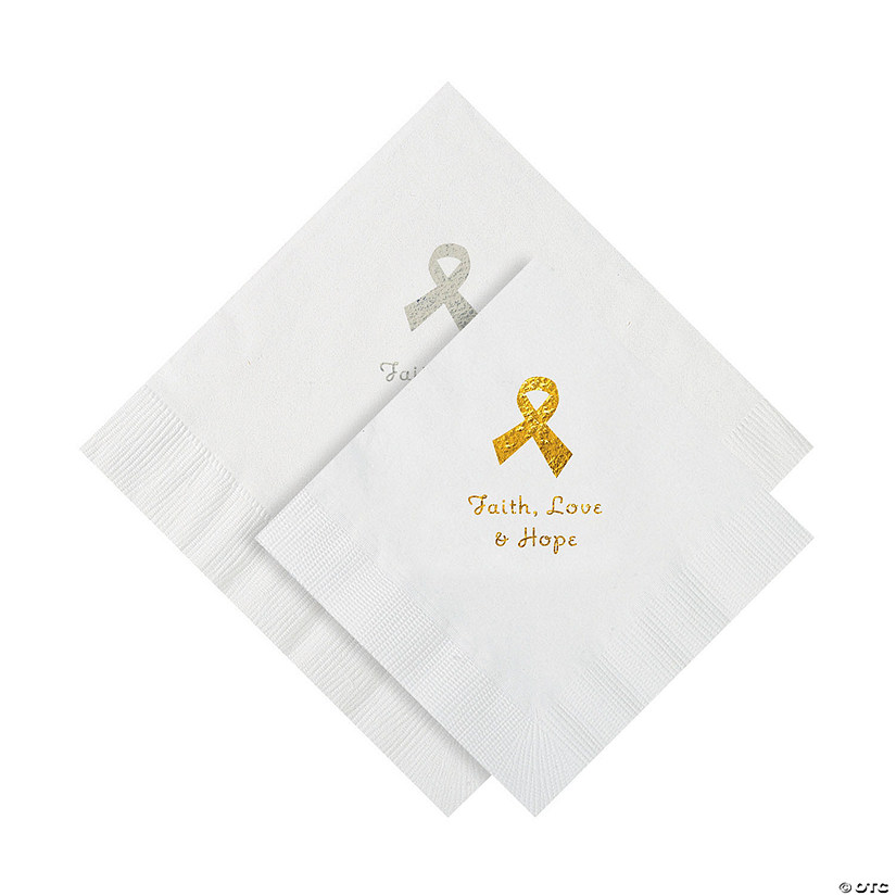 Bulk 50 Ct. Personalized Awareness Ribbon Beverage or Luncheon Napkins Image