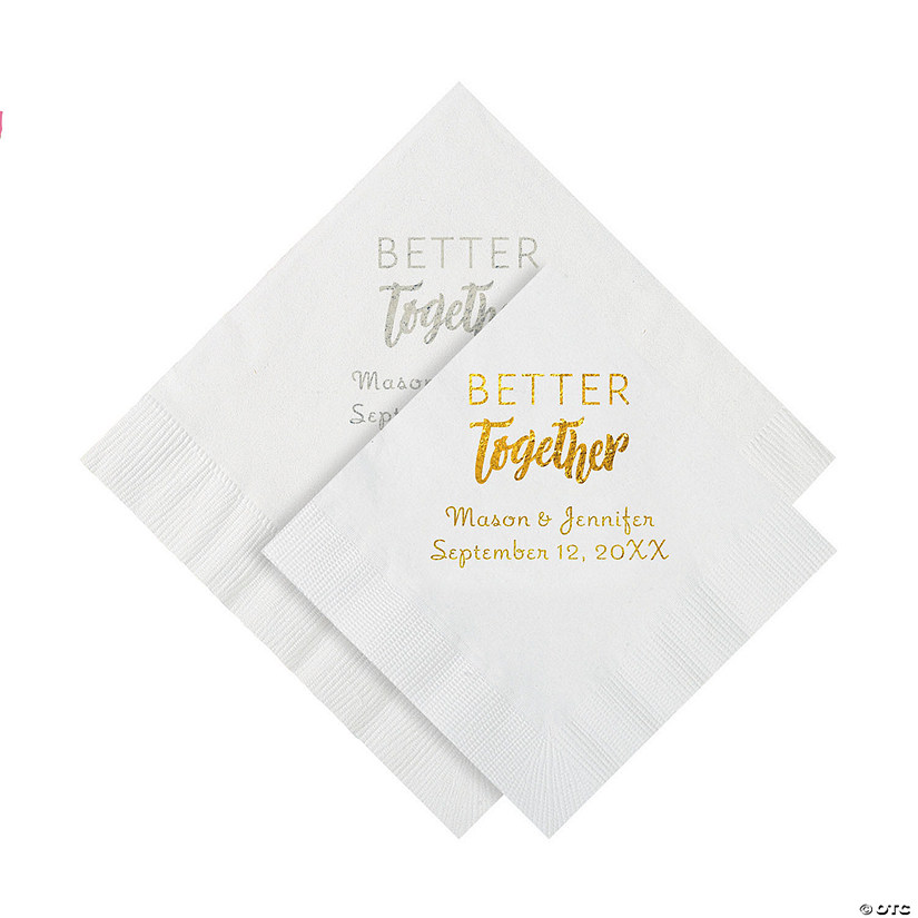 Bulk 50 Ct. Personalized Better Together Beverage or Luncheon Napkins Image
