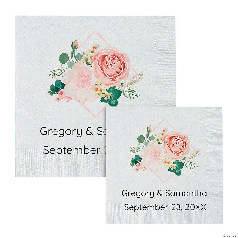 Bulk 50 Ct. Personalized Blush Floral Napkins Image