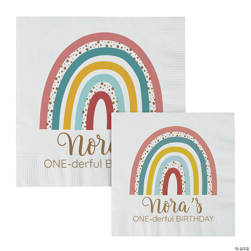 Bulk 50 Ct. Personalized Boho Rainbow Napkins Image