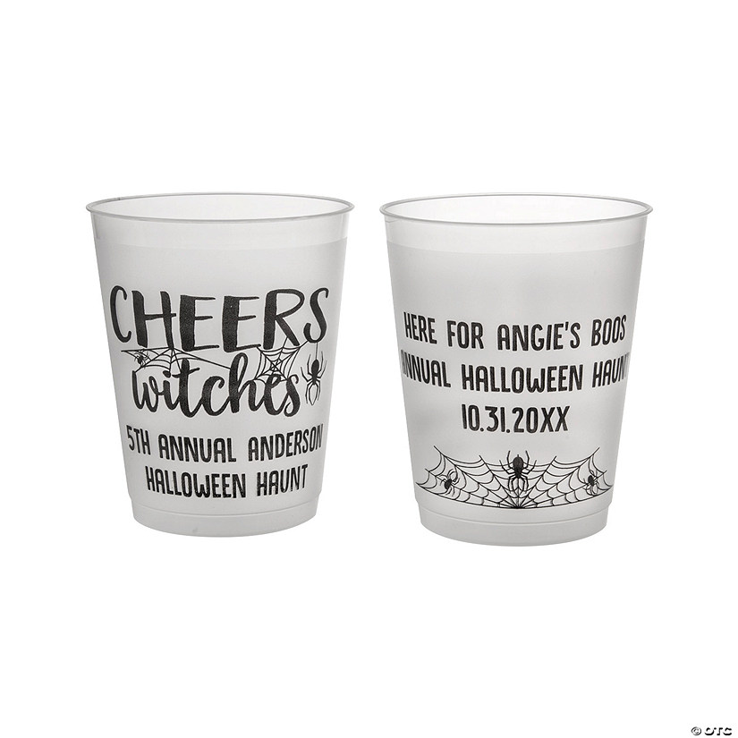 Bulk 50 Ct. Personalized Cheers Witches Double-Sided Reusable Plastic Cups Image