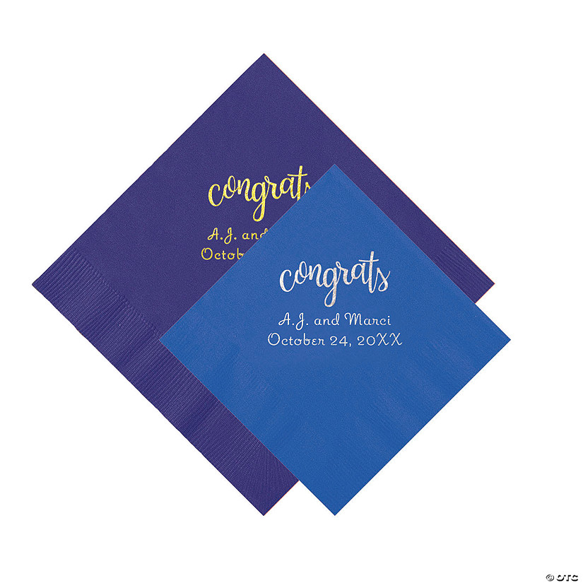 Bulk 50 Ct. Personalized Congrats Beverage or Luncheon Napkins Image