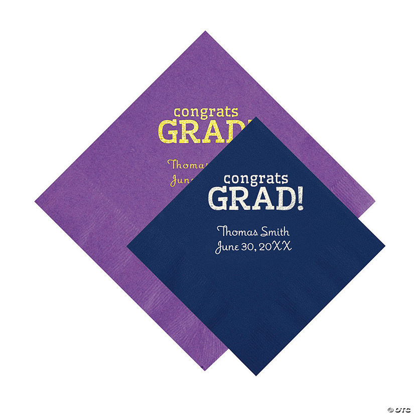 Bulk 50 Ct. Personalized Congrats Grad Beverage or Luncheon Napkins Image
