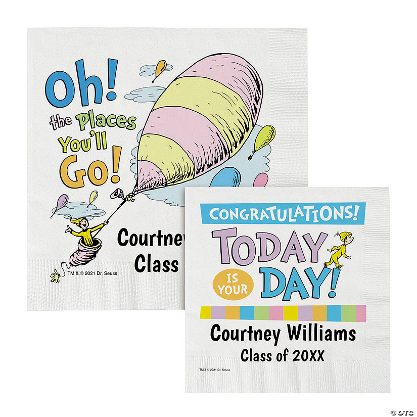 Bulk 50 Ct. Personalized Dr. Seuss&#8482; Oh, the Places You&#8217;ll Go Napkins Image