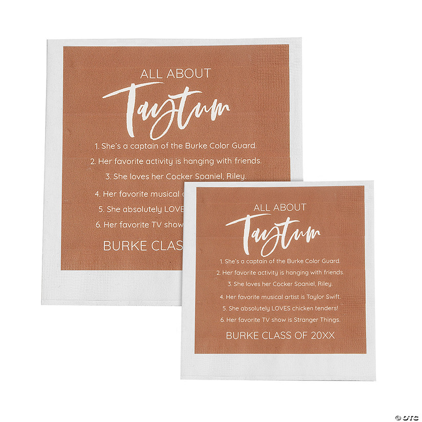 Bulk 50 Ct. Personalized Fun Facts Text Full Color Napkins Image
