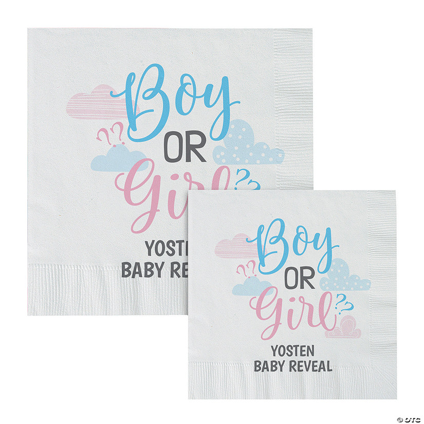 Bulk 50 Ct. Personalized Gender Reveal Napkins Image