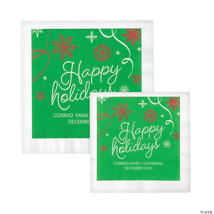 Bulk 50 Ct. Personalized Happy Holidays Napkins Image