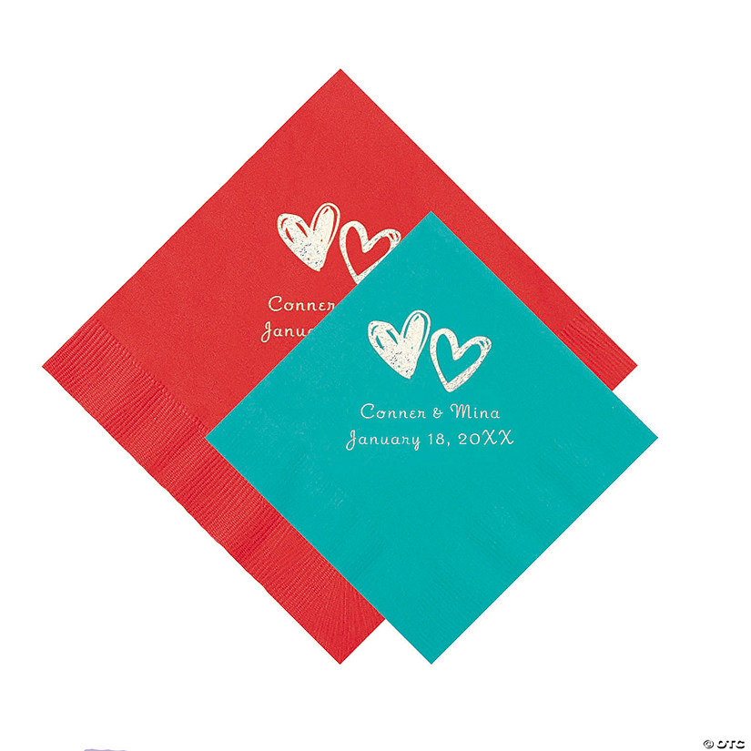 Bulk 50 Ct. Personalized Hearts Beverage or Luncheon Napkins Image