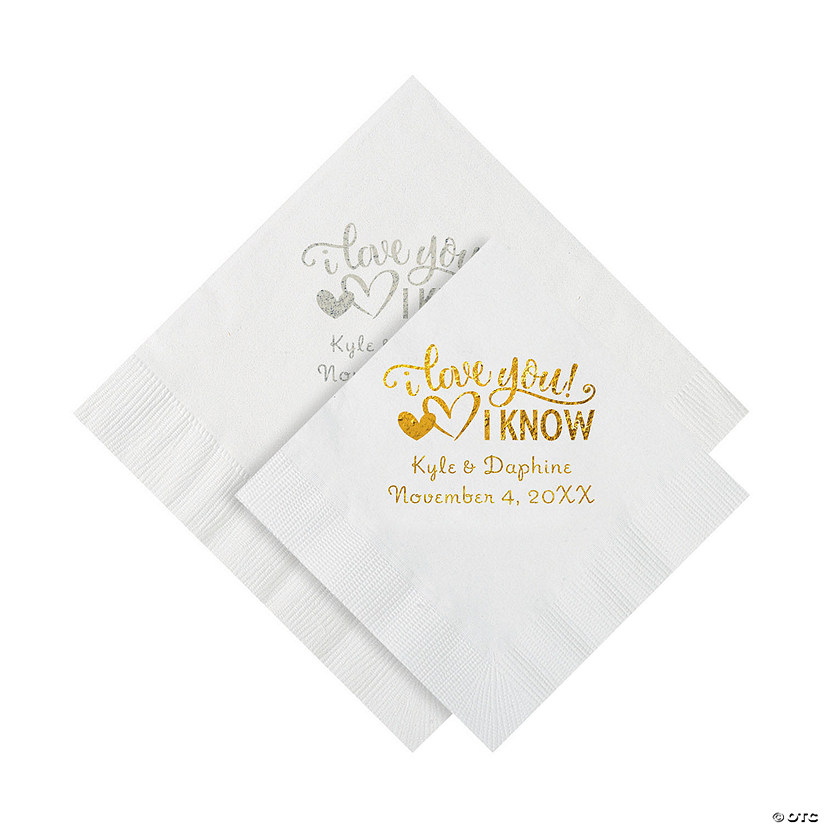 Bulk 50 Ct. Personalized I Love You, I Know Beverage or Luncheon Napkins Image