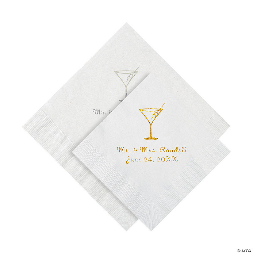 Bulk 50 Ct. Personalized Martini Glass Beverage or Luncheon Napkins Image