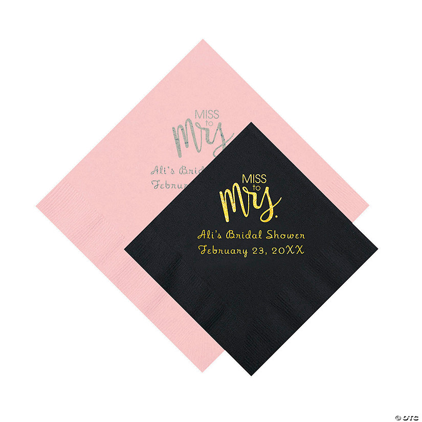 Bulk 50 Ct. Personalized Miss to Mrs. Beverage or Luncheon Napkins Image
