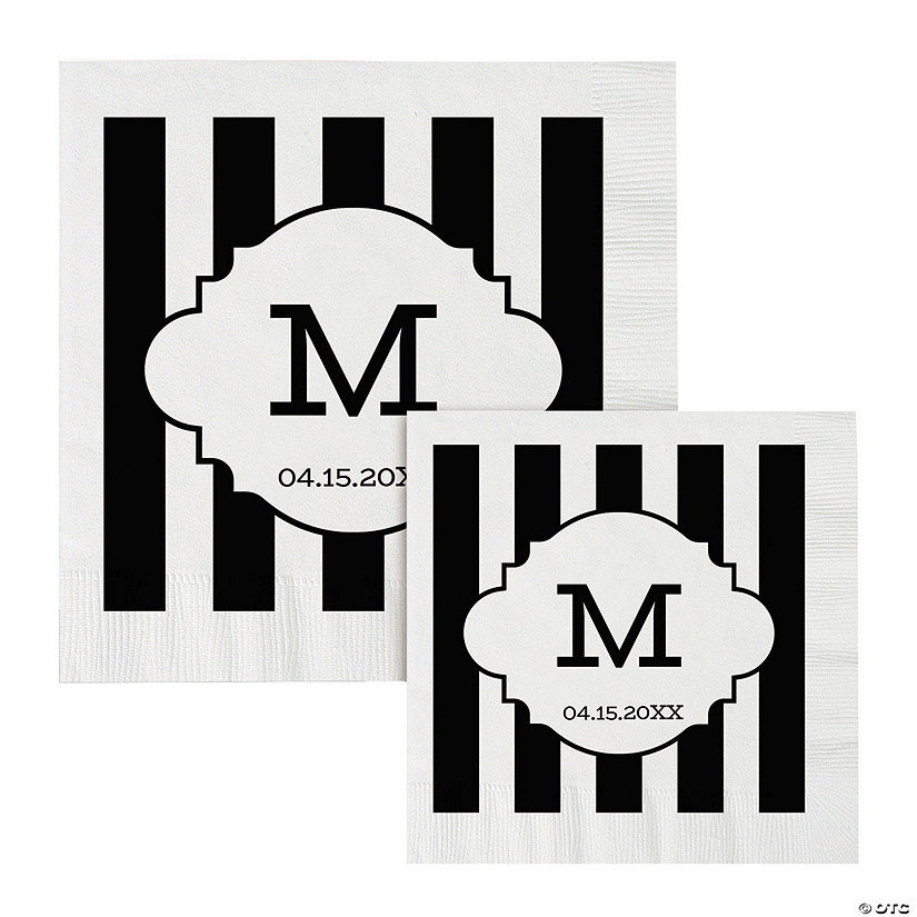 Bulk 50 Ct. Personalized Monogram Stripe Napkins Image