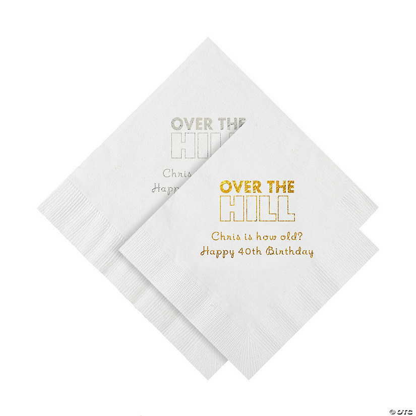 Bulk 50 Ct. Personalized Over the Hill Beverage or Luncheon Napkins Image