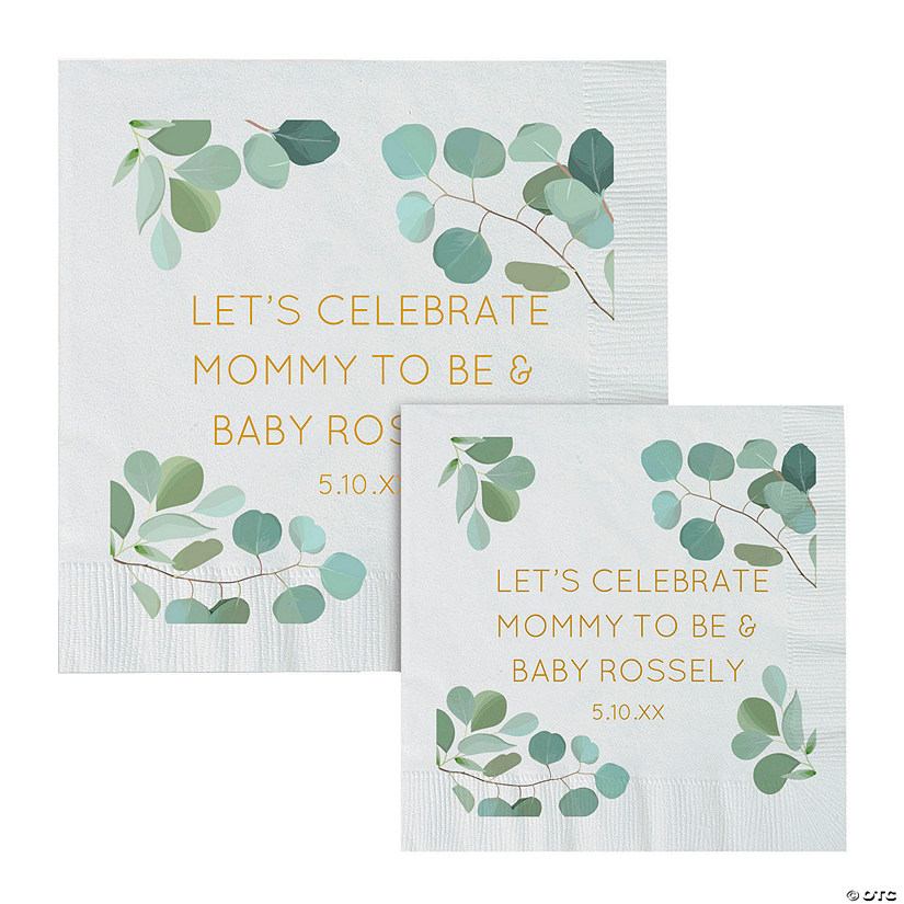 Bulk 50 Ct. Personalized Simple Eucalyptus Napkins Image