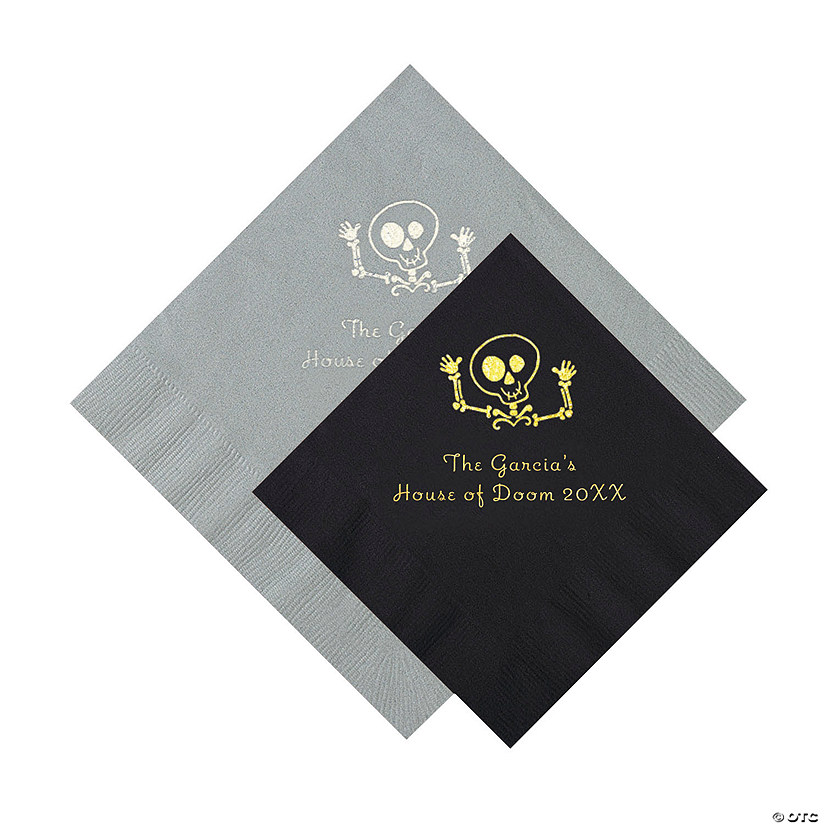 Bulk 50 Ct. Personalized Skeleton Beverage and Luncheon Napkins Image