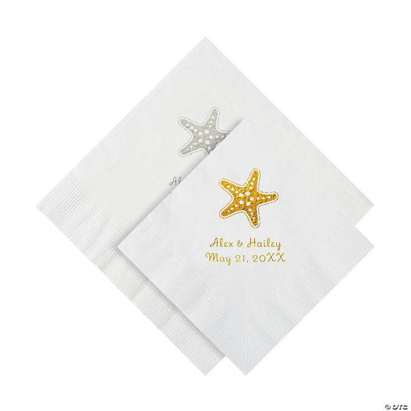 Bulk 50 Ct. Personalized Starfish Beverage or Luncheon Napkins