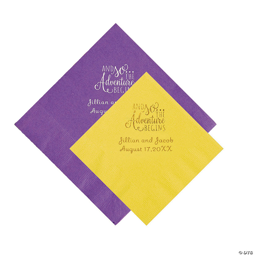 Bulk 50 Ct. Personalized The Adventure Begins Beverage or Luncheon Napkins Image