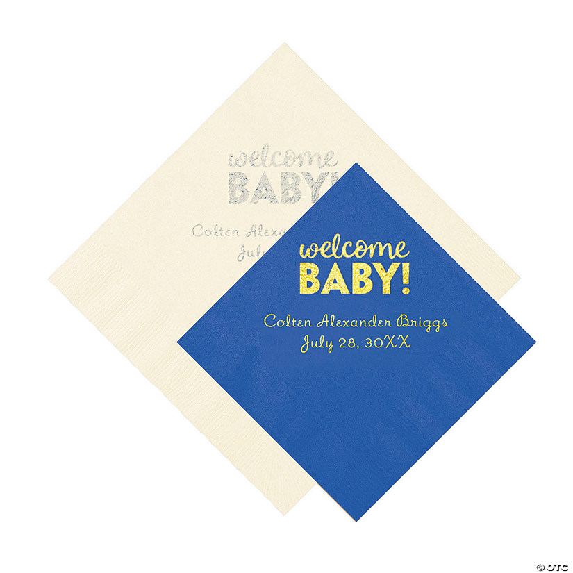 Bulk 50 Ct. Personalized Welcome Baby Beverage or Luncheon Napkins Image