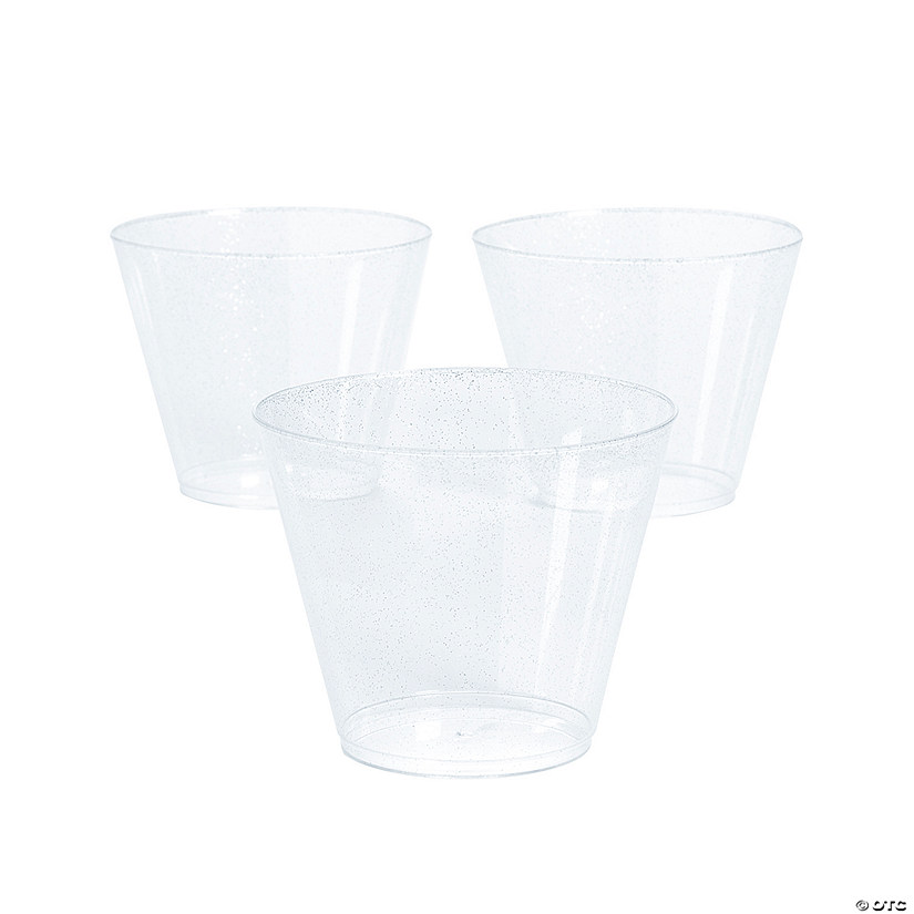 Bulk  50 Ct. Silver Glitter Plastic Cups Image