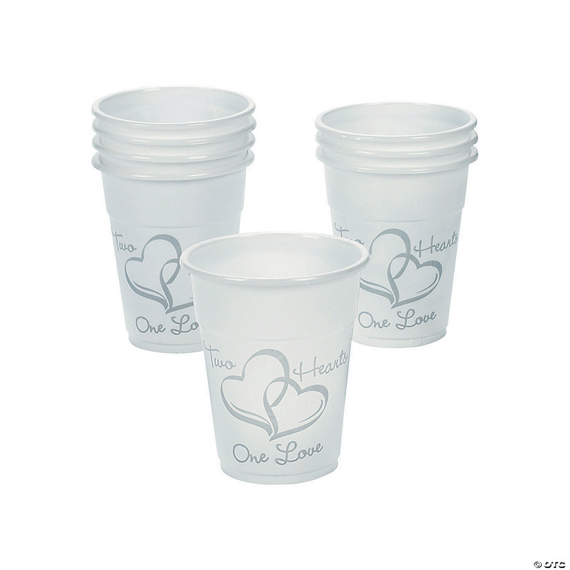 Bulk  50 Ct. Two Hearts One Love Wedding Plastic Cups Image