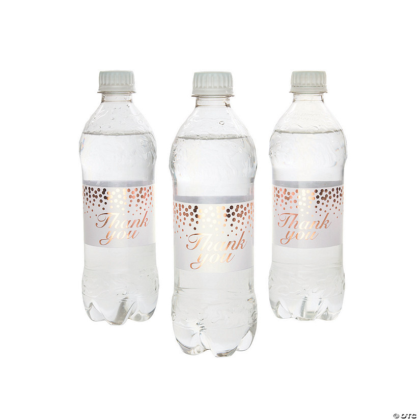 Bulk  50 Pc.  Rose Gold Foil Dot Water Bottle Labels Image