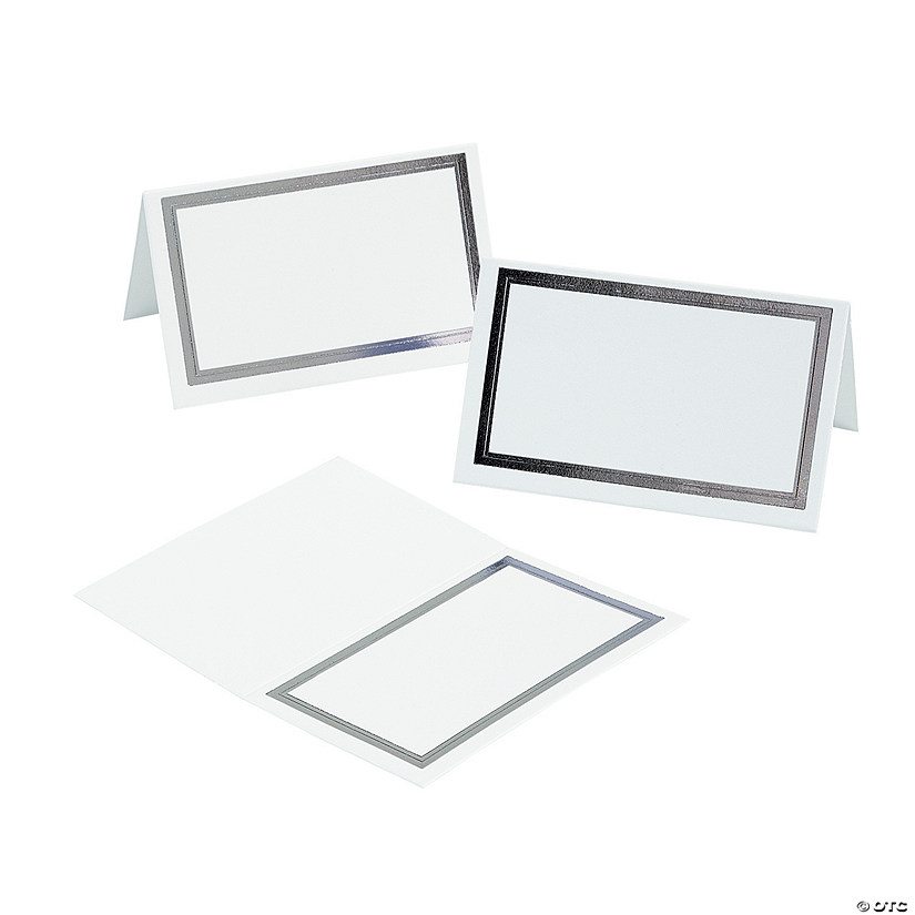 Bulk  50 Pc.  Silver Trim Place Cards Image