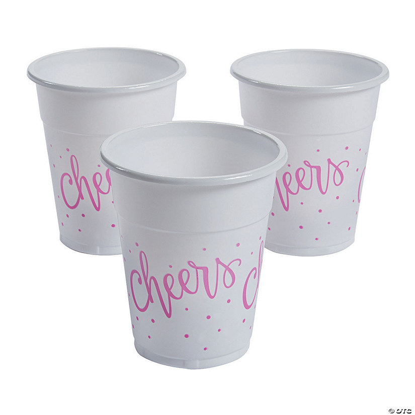 Bulk 50 Pc. Cheers Pink Polka Dot Disposable Plastic Cups Image