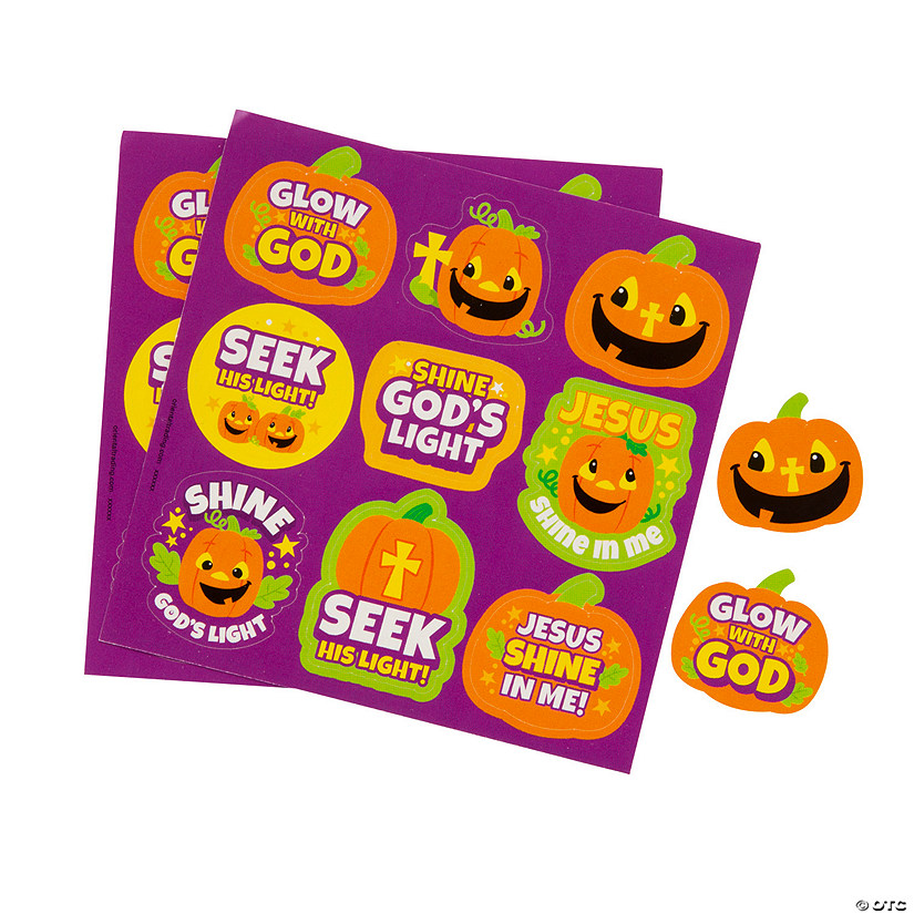 Bulk 50 Pc. Christian Pumpkin Treat Sticker Sheets Image