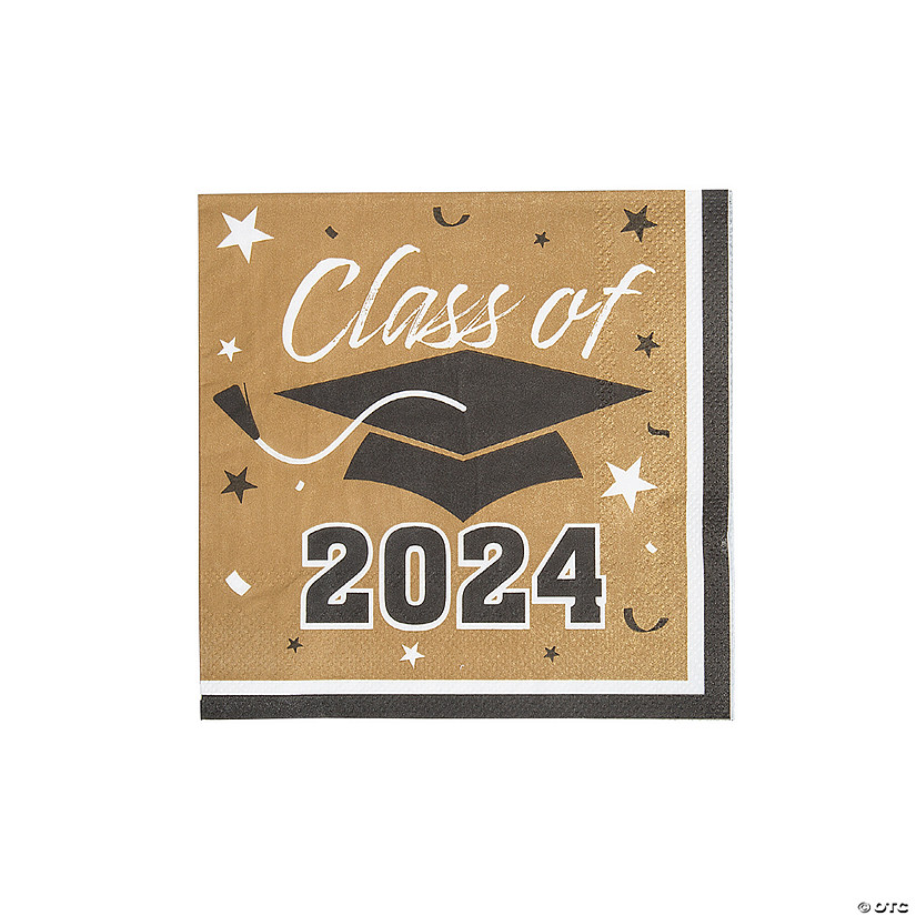 Bulk 50 Pc. Class of 2024 Gold Graduation Party Paper Luncheon Napkins Image