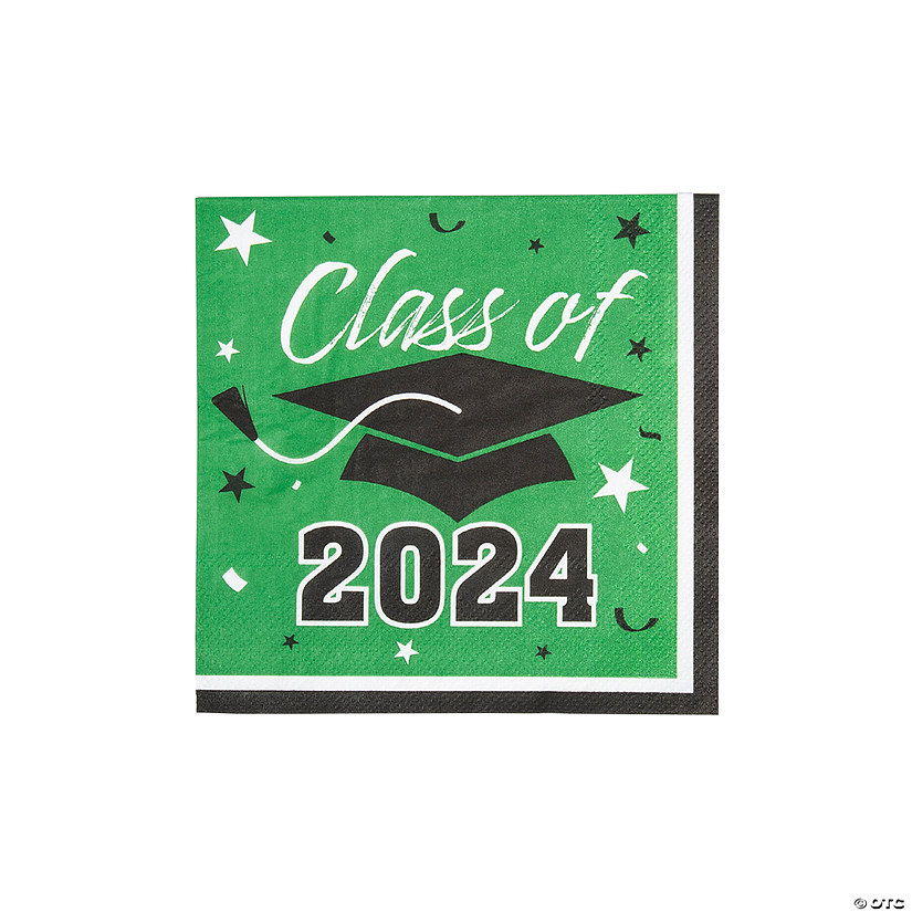 Bulk 50 Pc. Class of 2024 Green Graduation Party Paper Luncheon Napkins Image