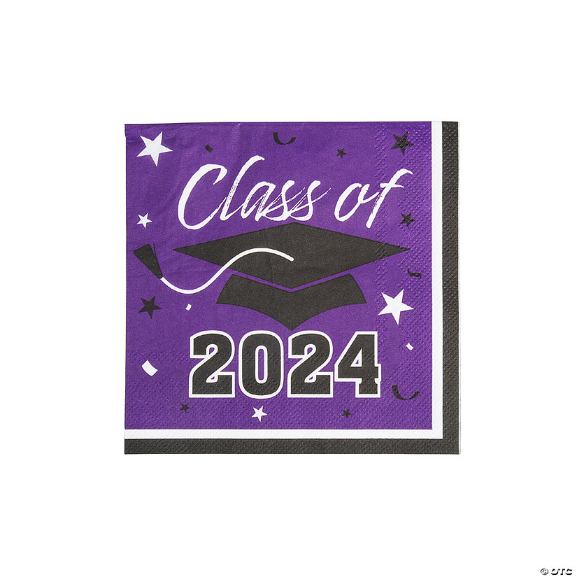 Bulk 50 Pc. Class of 2024 Purple Graduation Party Paper Luncheon Napkins Image
