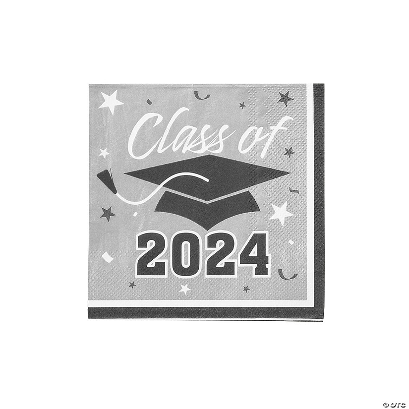 Bulk 50 Pc. Class of 2024 Silver Graduation Party Paper Luncheon Napkins Image
