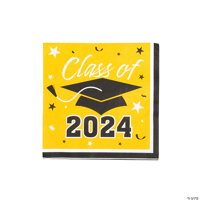 Bulk 50 Pc. Class of 2024 Yellow Graduation Party Paper Luncheon Napkins Image