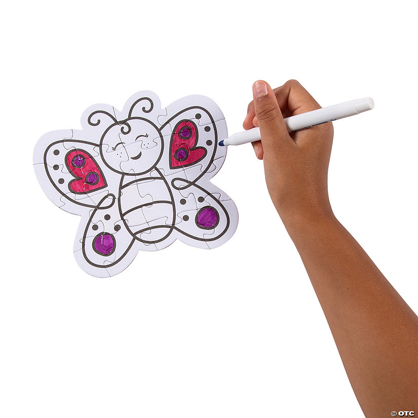 Bulk 50 Pc. Color Your Own Butterfly Jigsaw Puzzles Image