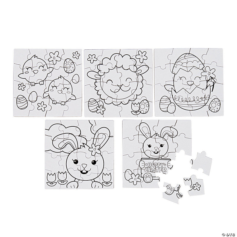 Bulk 50 Pc. Color Your Own Easter Jigsaw Puzzles Image