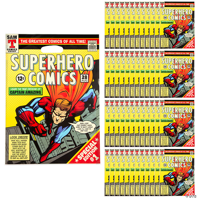 Bulk  50 Pc. Comic Superhero Plastic Goody Bags Image