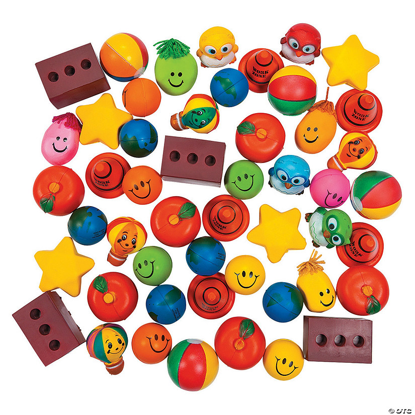 Bulk 50 Pc. Everyday Fun Multicolor Foam Stress Toy Assortment Image
