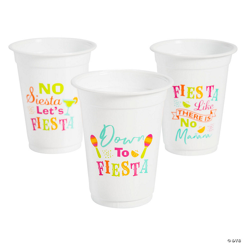 Bulk 50 Pc. Fiesta Sayings Disposable Plastic Cups