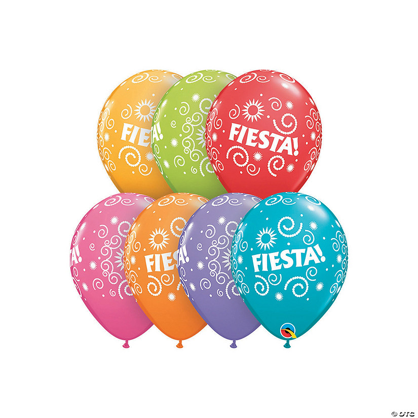 Bulk 50 Pc. Fiesta Swirls 11" Latex Balloon Assortment Image