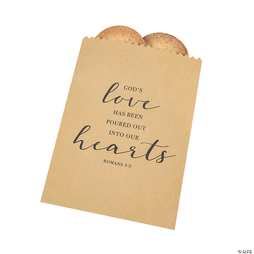 Bulk  50 Pc. God&#8217;s Love Wedding Kraft Paper Treat Bags Image