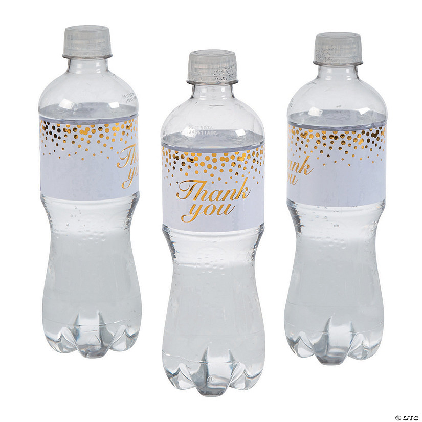 Bulk  50 Pc. Gold Dot Thank You Water Bottle Labels Image