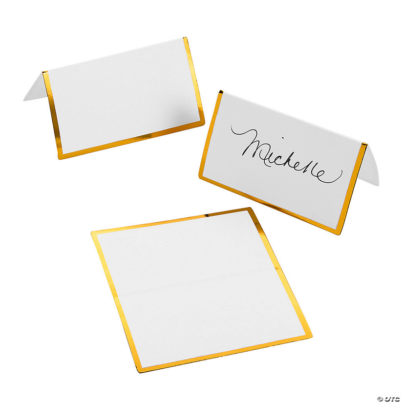 Bulk 50 Pc. Gold Foil Trim Place Cards Discontinued